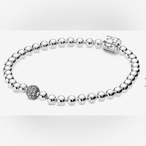 🩶PANDORA🩶Beads & Pave’ Sterling Silver Bracelet with Gift Box/NWOT
